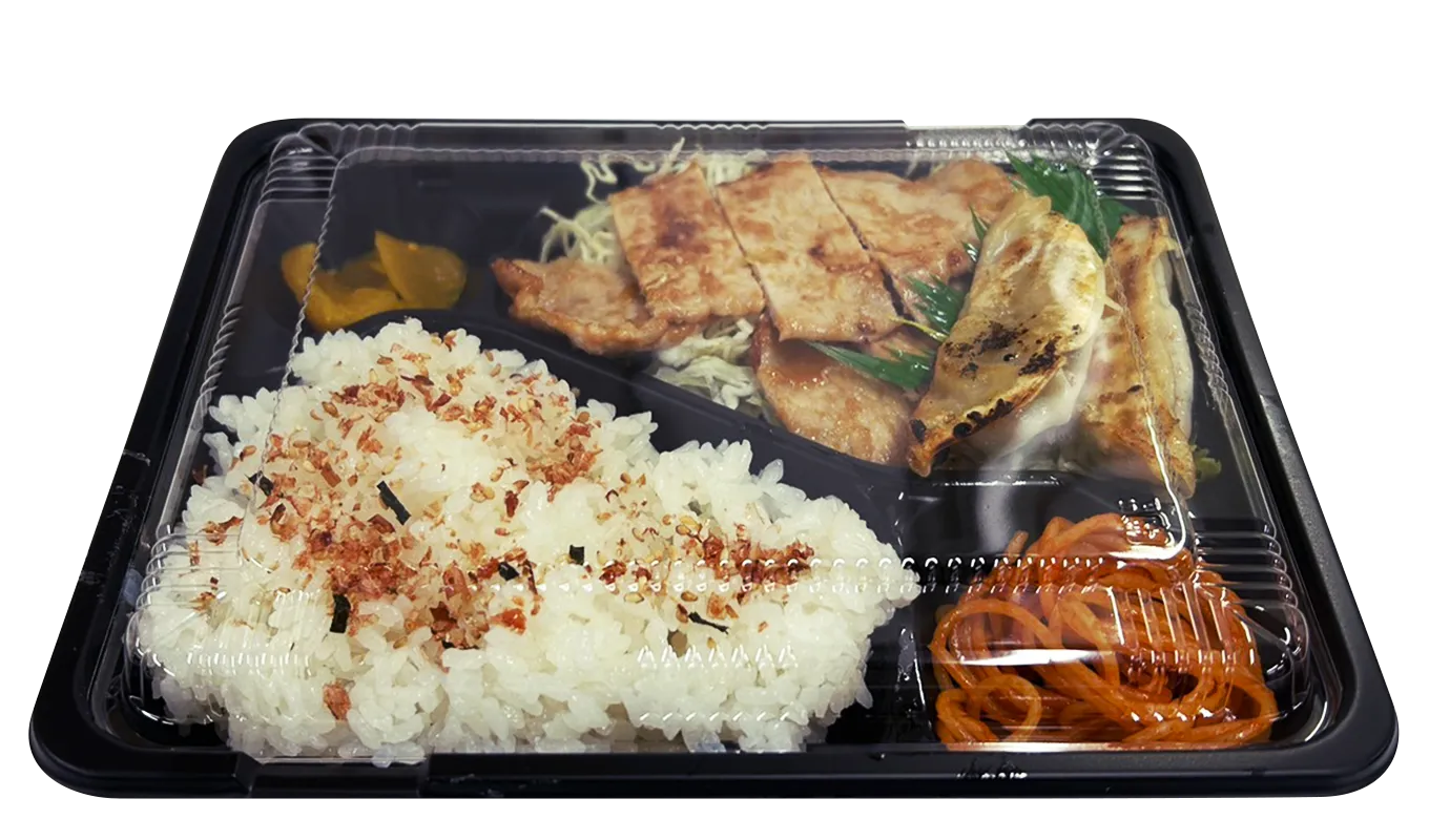 人気の定番メニュー生姜焼き弁当の例